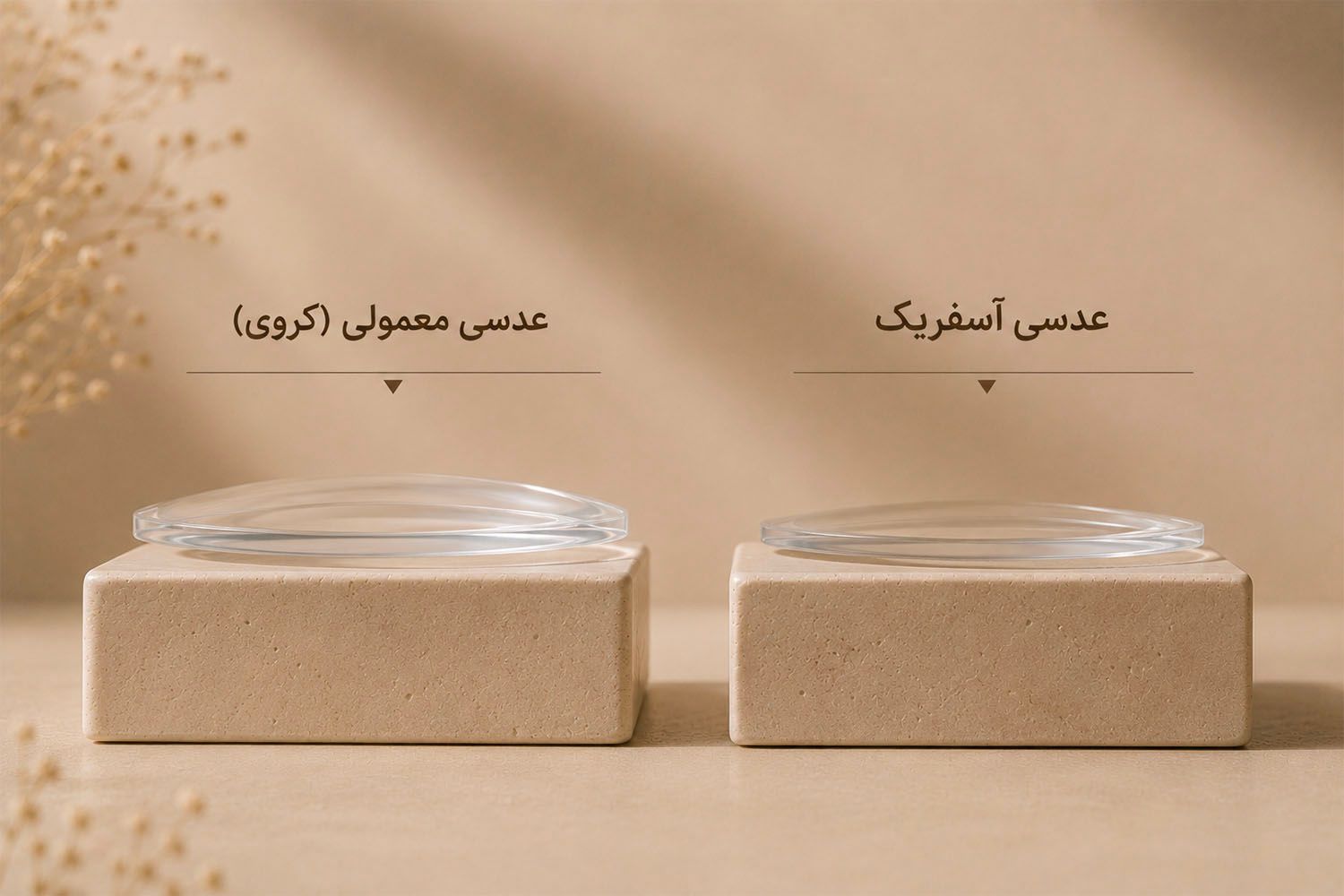 عدسی آسفریک و معمولی در ضخامت و وزن تفاوت دارند